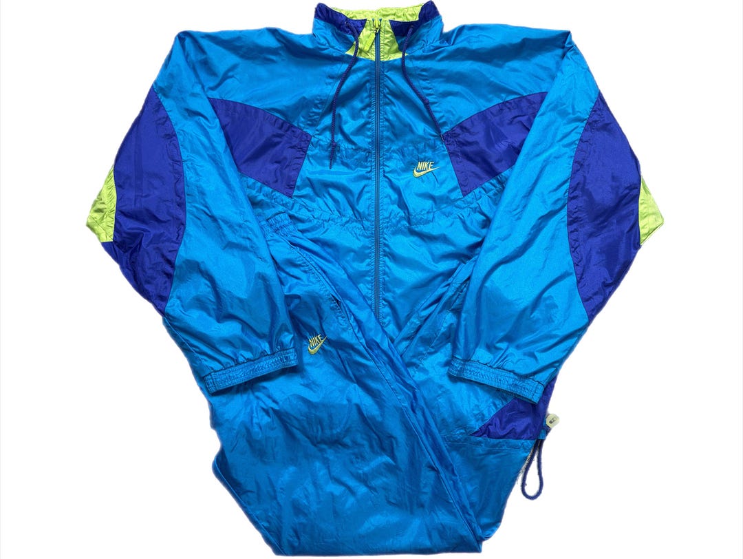 Vintage Nike 90s Blue Shiny Tracksuit: Retro Rare 90s Sport Suit ...
