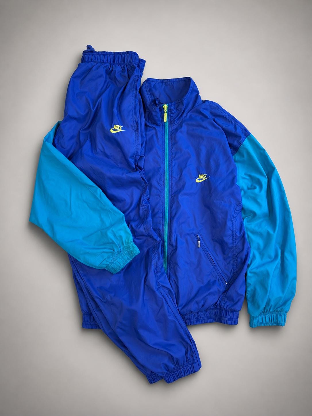 Vintage Nike 90s Tracksuit Blue Teal: Full Set Windbreaker Jacket