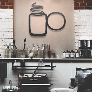 Arte murale del caffè / Arte in metallo fatta a mano / Arte murale della cucina / Decorazione murale personalizzata / Regalo di inaugurazione della casa / Decorazione murale minimalista / Regalo per la casa