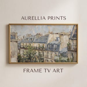Paris takåsar | Samsung Frame TV-konst | Europeisk vintagearkitektur, oljemålning med stadslandskap | Digital nedladdning