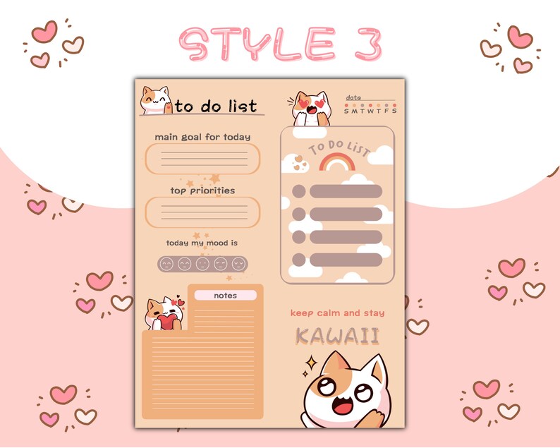 Kawaii to Do Lists, Digital Planner, Schedule,undated Planner,kawaii ...