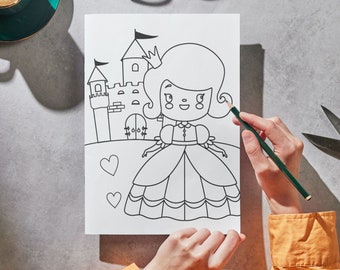 Princess Coloring Page, Kids Doodle Coloring Book, Ultimate Kid's Activity Sheet, Perfect for boys and girls, Colouring Printables for Kids