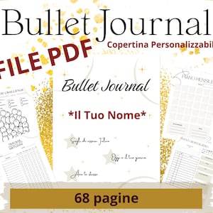 Customizable Bullet Journal in Italian Printable PDF, Agenda, Diary, Mood Tracker, Planner, 68 pages