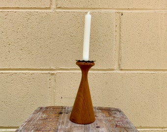 Oak Wood Danish candleholder from the 1960s
