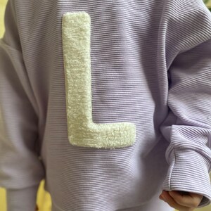 Baby and children's oversize sweater with initial, personalized sweater, rib jersey, teddy plush image 5