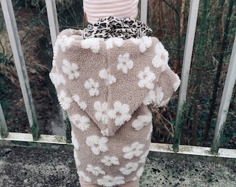 Teddy jacket for children lined with muslin | Transitional jacket for children | Teddy flowers