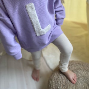 Baby and children's oversize sweater with initial, personalized sweater, rib jersey, teddy plush image 6