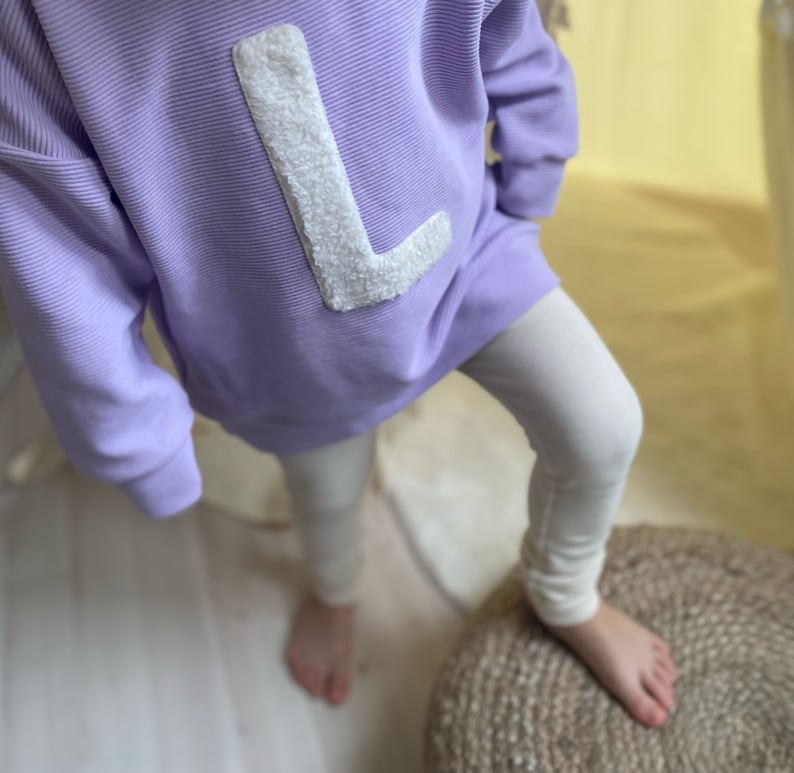 Baby and children's oversize sweater with initial, personalized sweater, rib jersey, teddy plush image 6