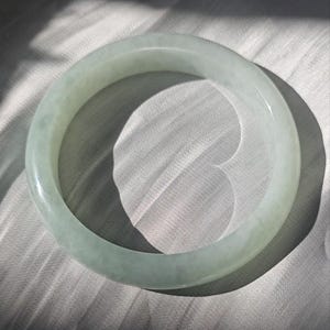 MADE IN-HOUSE Certifiable Natural Grade-A Jadeite Bangle in Light Aqua Green (57.7mm Half Round)