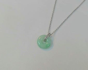 Moneyback Guarantee Genuine 100% Untreated Type A Burmese Jadeite Jade Safekeeping 'Ping An' Kou Pendant in Pastel Green