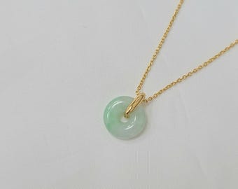 Moneyback Guarantee Genuine 100% Untreated Type A Burmese Jadeite Jade Safekeeping Ping An' Kou Pendant in Pastel Green and Wh