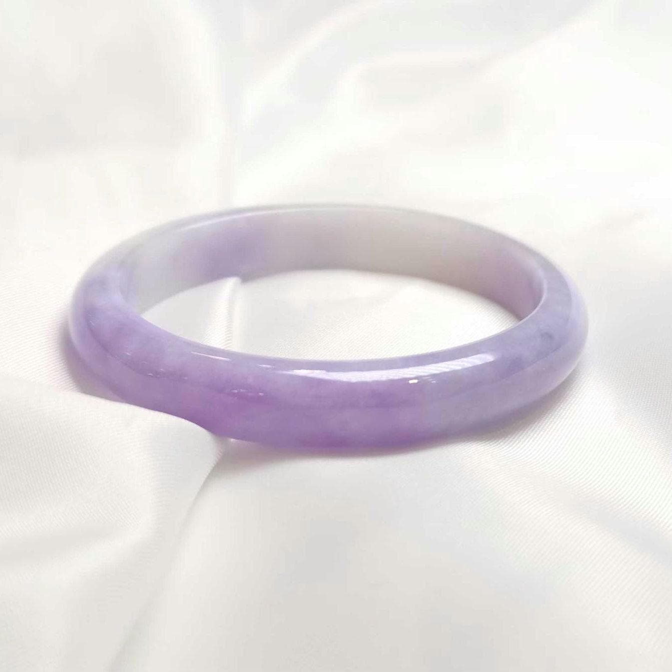 自社製造 認定天然グレードA翡翠バングル ラベンダーパープル（58 mm