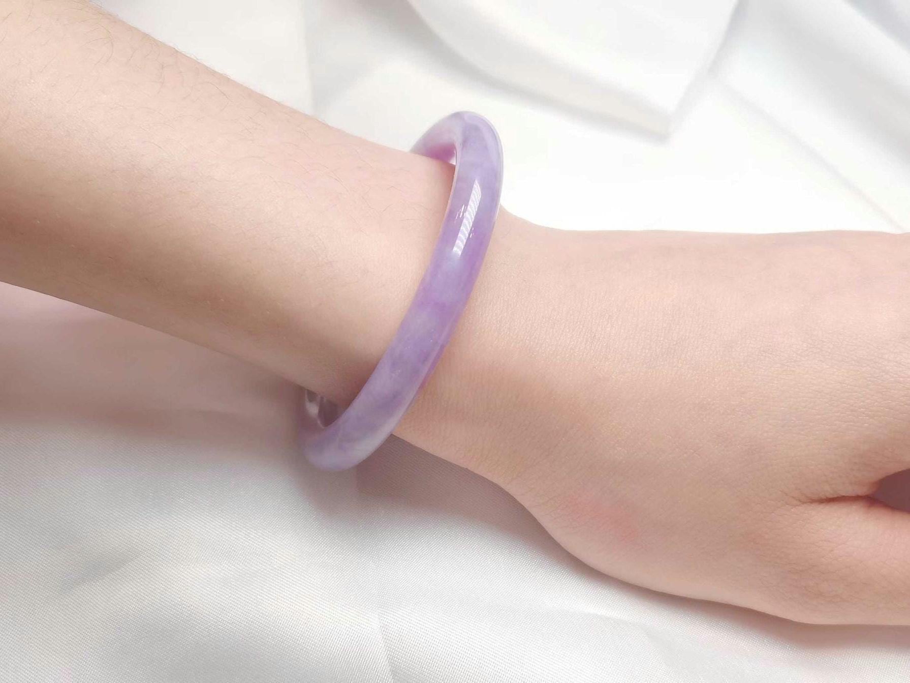 自社製造 認定天然グレードA翡翠バングル ラベンダーパープル (53.5 mm