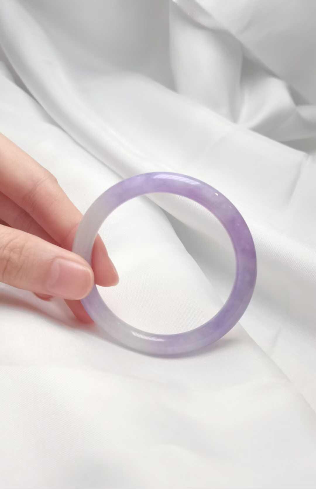 自社製造 認定天然グレードA翡翠バングル ラベンダーパープル (53.5 mm