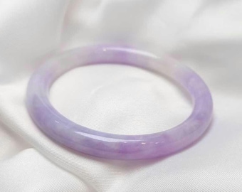 自社製造 認定天然グレードA翡翠バングル ラベンダーパープル (53.5 mm