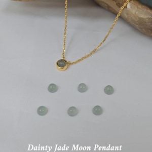 Galaxy | Dainty Moon 100% Authentic Jadeite Jade Pendant in Aqua Green