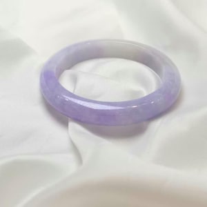 MADE IN-HOUSE Certifiable Natural Grade-A Jadeite Bangle in Lavender Purple (55mm Half Round)