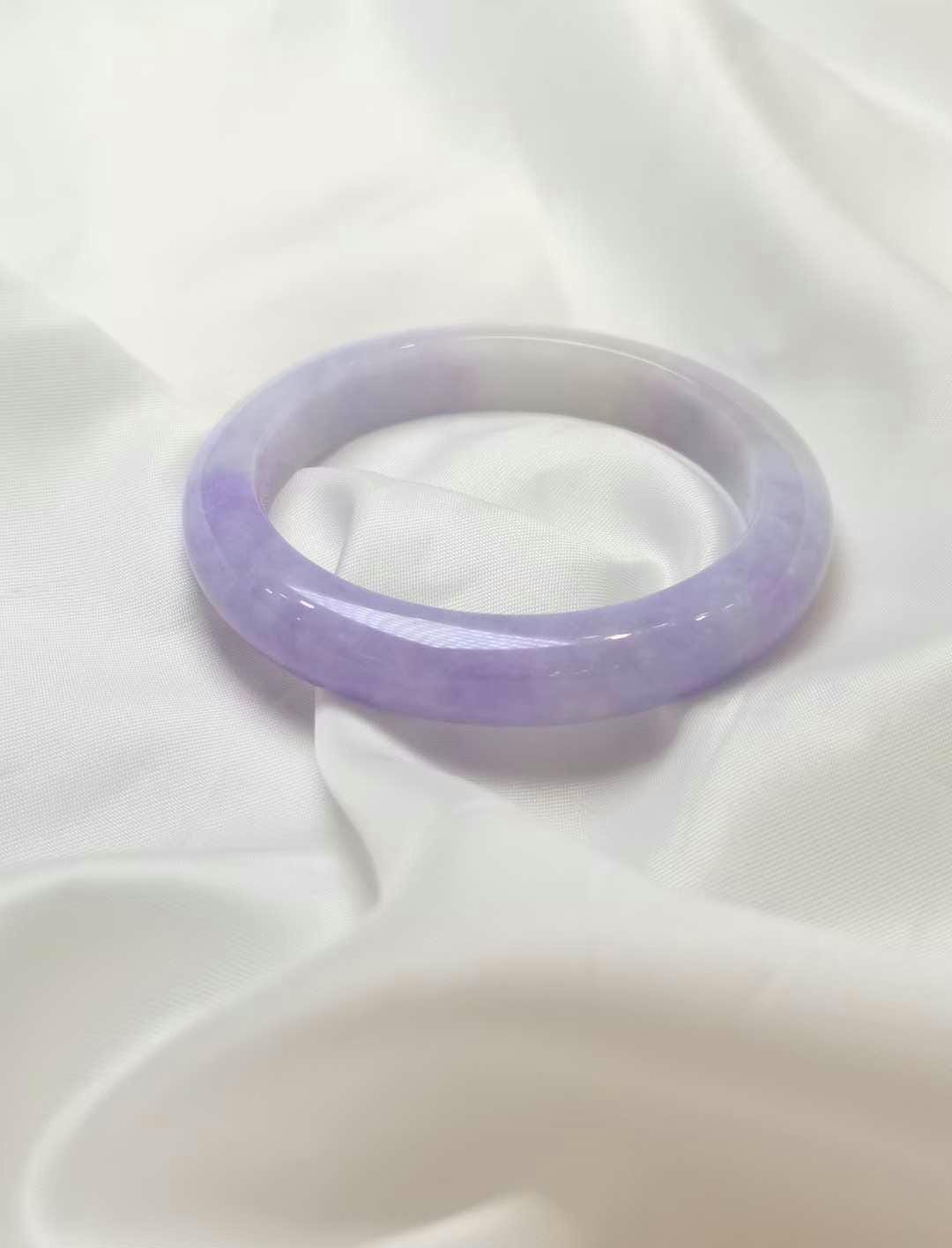 MADE IN-HOUSE Certifiable Natural Grade-A Jadeite Bangle in Lavender Purple (55mm Half Round)