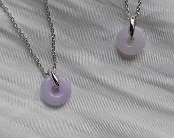 Dainty Safekeeping &#39;Ping An&#39; 100% Authentic Jadeite Jade Pendant in Light Lavender Purple
