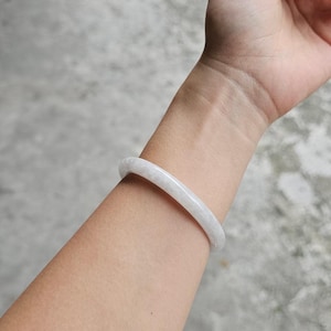 MADE IN-HOUSE Certifiable Natural Grade-A Jadeite Bangle in Dreamy White (55.2mm Round)