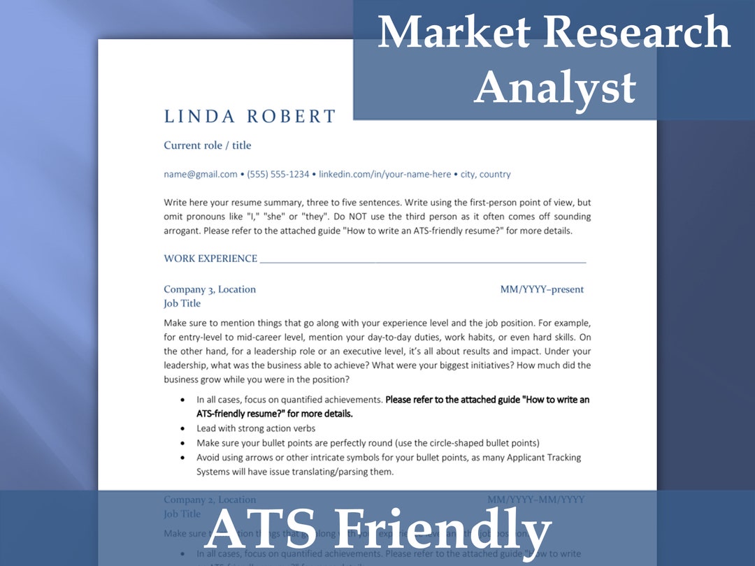 market-research-analyst-resume-template-for-ats-cover-letter-etsy