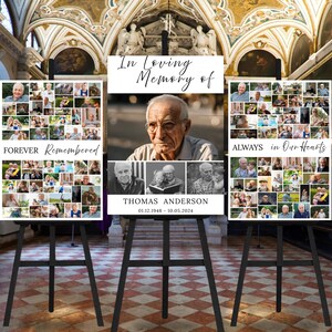 Funeral Photo Collage Poster: Celebration of Life Welcome Sign (Canva Template)