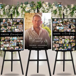 Please Take One Sign For Funeral, Funeral Welcome Sign Template Set, Celebration Of Life Poster Funeral Photo Collage Board In Loving Memory