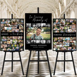 Funeral Photo Collage Sign Template: Memorial Welcome Poster (Canva)