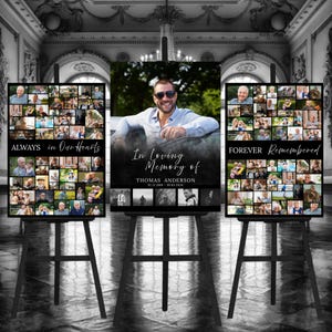 Funeral Collage Boards, Celebration of Life Funeral Photo Collage Sign Set Templates, Funeral Welcome Sign Template, In Loving Memory