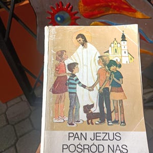 Katholisches vintage polnisches Textbuch Spaß beim Lernen Jesus Illustrierte Kinder Schule Hilfe religia Illustrationen spielenpolen christliches gebetsbuch book