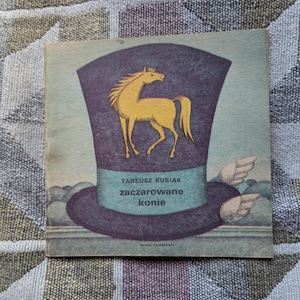 Enchanted Horses Vintage Antique Polish Children Book Poland retro Illustrations Graphic Design Magic Horse