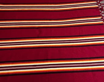 1970 Cepelia Polish folk art Poland premium Kilim Handwoven Pasiak Striped fringed runner Quilt Łowicz Woolen bed cover throw blanket boho