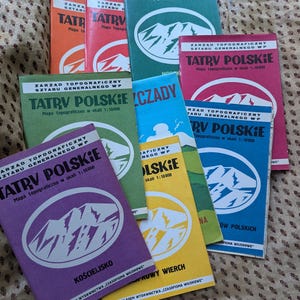 Mapas polacos vintage Mapas antiguos Polska Eslovaquia Tatry Bieszczady Zakopane Kościelisko Giewont Paper Mountain Decoración del hogar de los montañeses de Polonia