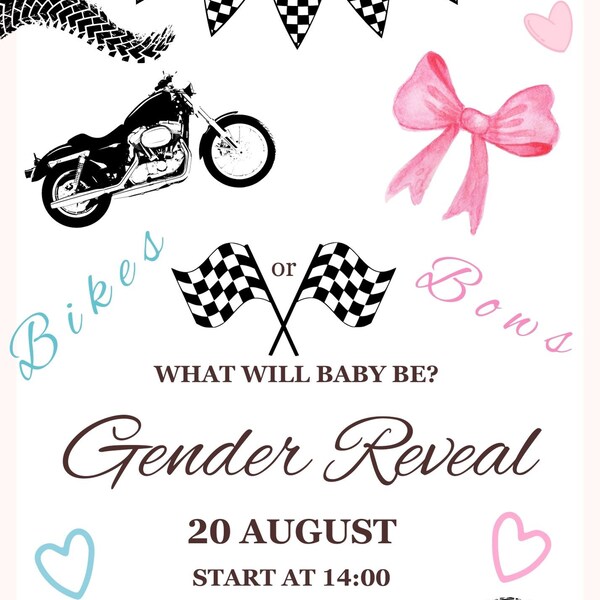 Motorcycle Gender Reveal Invitation Etsy Ireland