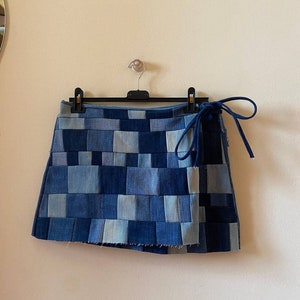 denim patchwork skirt