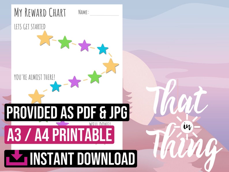 Reward Chart for Kids Reward Chart Printable Reward Chart Daily Chore ...