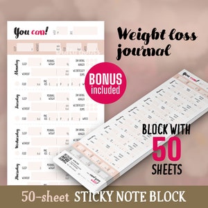 50-week Weight Loss Tracker block with 50 sticky notes for tracking your fitness journey