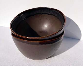 Brown Ceramic Breakfast Bowls Portuguese Tableware Stoneware Bowls Ceramic Handmade Soup Bowl Set of 2 Yogurt Bowl Gift for Men