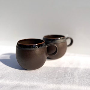 Coffee Cappuccino Handmade Ceramic Mugs Set of 2 Brown Cappuccino Mugs Portuguese Handmade Ceramic Cups Coffee Cups Tea