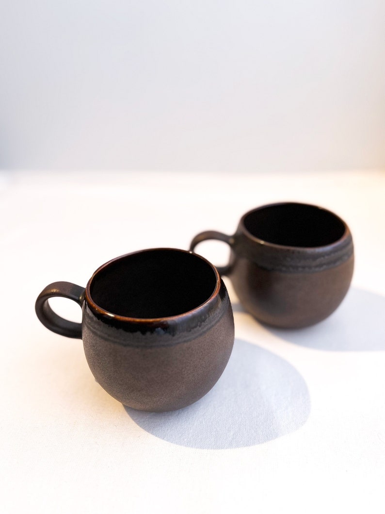 Coffee Cappuccino Handmade Ceramic Mugs Set of 2 Brown Cappuccino Mugs Portuguese Handmade Ceramic Cups Coffee Cups Tea