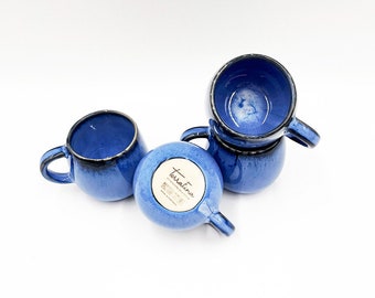 Blaue Espressotassen, 4er-Set, Espressotassen, Vatertagsgeschenk, Espressotasse, handgefertigte Keramik, portugiesisches Geschirr, Steinzeug, Geschenk für Männer