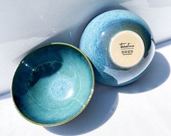 Green Ceramic Bowls Portuguese Bowl Set of 2 Ceramic Bowls Green Tableware Handmade Stoneware Unique Gift for Housewarming