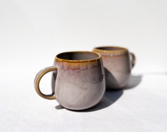 Amazonia Cream Cappuccino Ceramic Mugs set of 2 Portuguese ceramics handmade ceramic coffee mug great unique gift for women