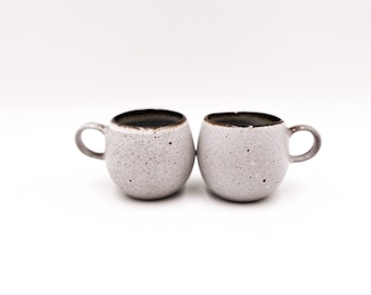 Handmade ceramic espresso cups set of 2 white cups with handle mugs Portuguese ceramic white espresso cups Christmas gift housewarming