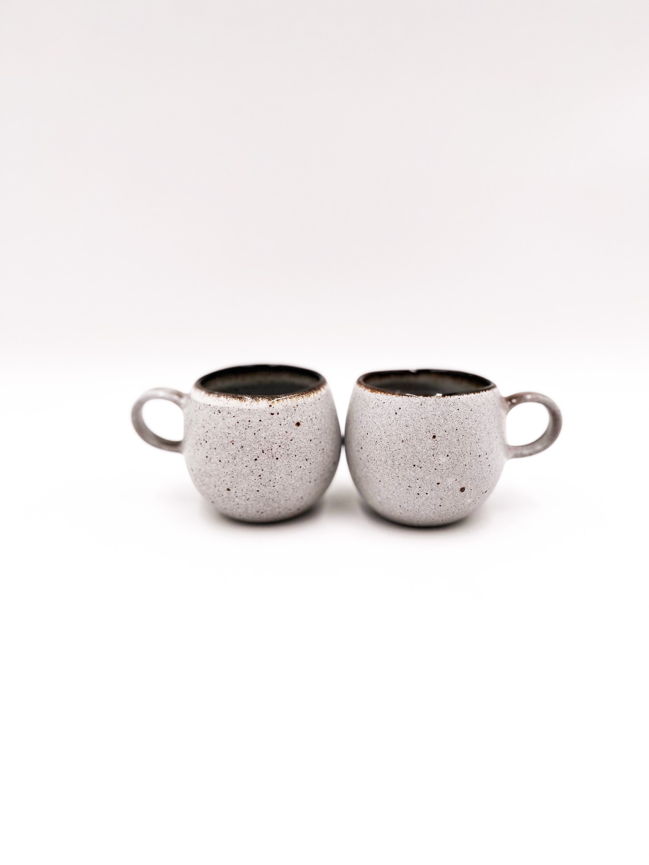Handmade ceramic espresso cups set of 2 white cups with ear mugs Portuguese ceramic white espresso cups Christmas gift housewarming