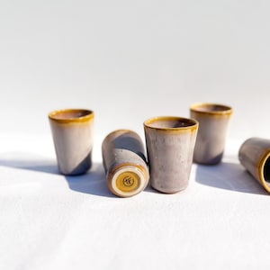 Espresso cups cream set of 6 ceramic cups without ear mugs ceramic cream Portuguese ceramic handmade beautiful gift for women