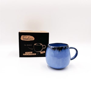 Blue Mug Gift for Men Gift Ceramics Tableware Blue Cappuccino Mug Stoneware Large Tea Mug Handmade Coffee Cup for Dad