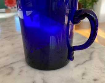 Cobalt Blue glass mugs, vintage