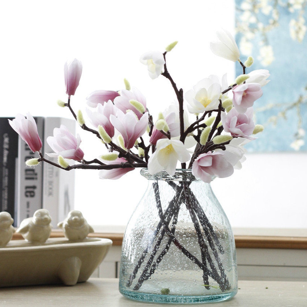Artificial Silk Magnolia Flower Branch, Magnolia Silk Flowers, Handmade