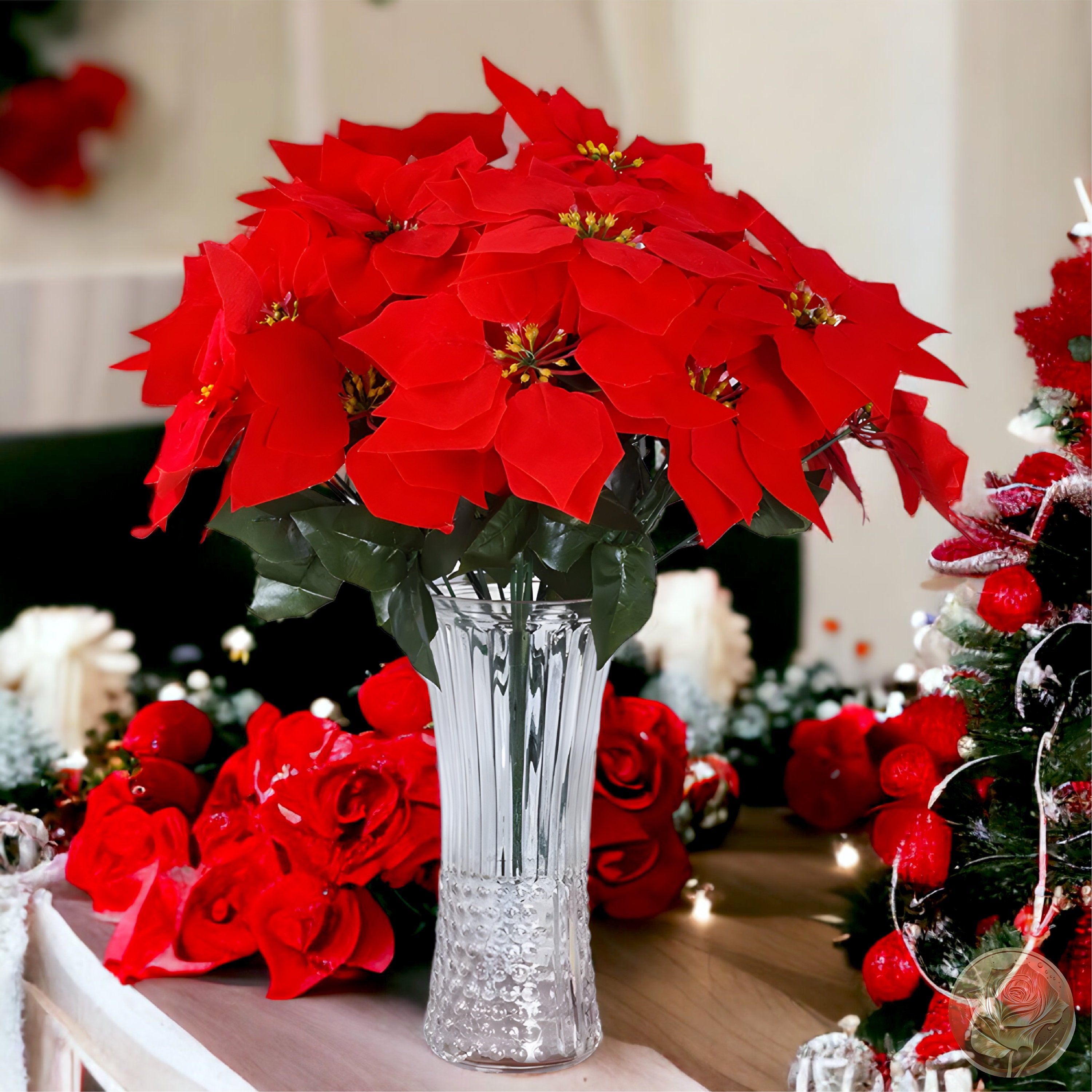 24 Pcs 6&9 Large Size Poinsettia Artificial Christmas Flowers Decora –  Alupssuclife